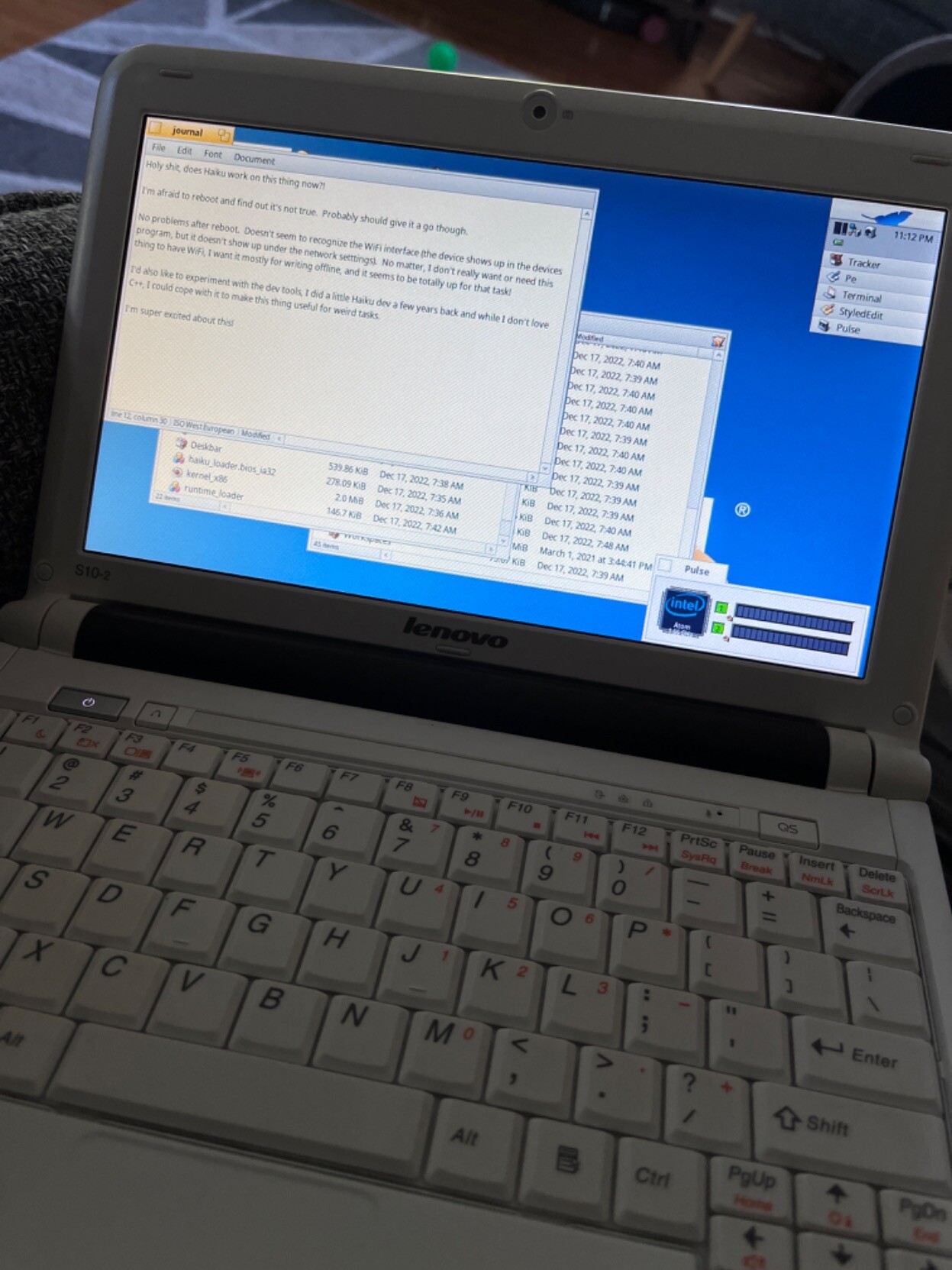 Haiku OS running on Lenovo S10-2 netbook.